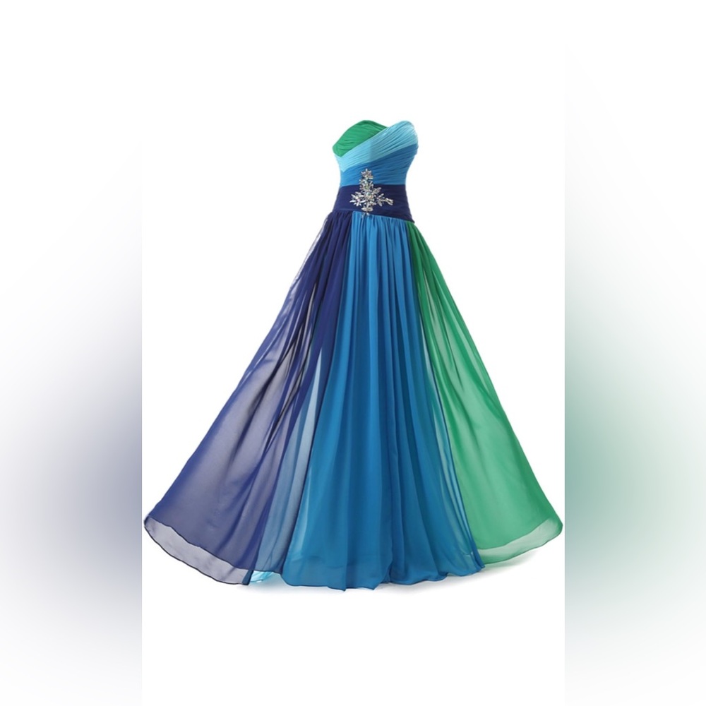 BELLE HOUSE Women’s Long Ombre Dress Chiffon Ball Gown - Picture 2 of 6